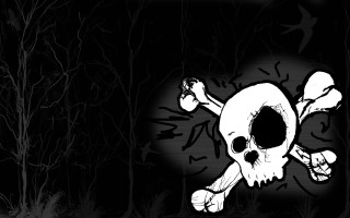 Skull crossbones black background trees - death free wallpaper