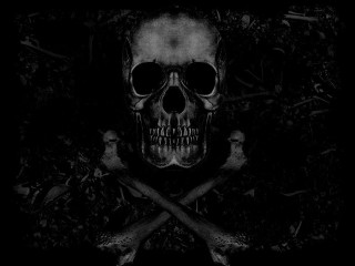 Skull crossbones black background white 5 - a white skull free wallpaper for desktop