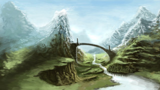 Bridge river mountain landscape trees - anato finnstark free wallpaper