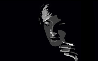 Woman smoking cigarette dark night 2 - david brewster free wallpaper