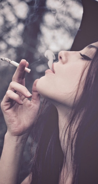 Woman smoking cigarette woods black - a cigarette free wallpaper for mobile