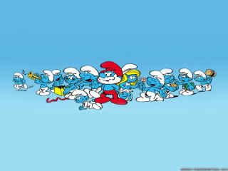 Cartoon characters running line blue - les automatiste free wallpaper