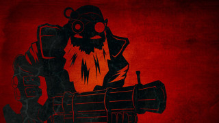 Red black man gun beard - dieselpunk free wallpaper