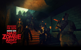 Zombies stairs gun ground building - a group of zombies free wallpaper