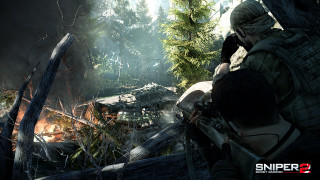 Man holding gun forest fire - cryengine free wallpaper