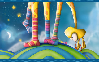 Colorful socks person hill stars - a painting of a person free wallpaper