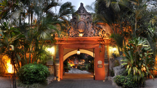 Gate clock palm trees night - a clock free wallpaper