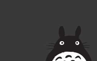 Totoro black white halfmoon background - ghibli free wallpaper