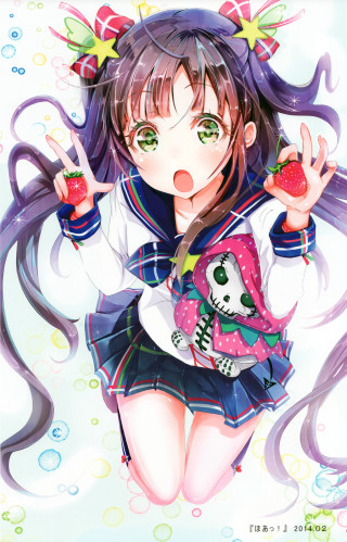 Girl skullface strawberry star anime - anime art free wallpaper for mobile