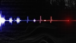 Red blue heartbeat music waveform - mass effect free wallpaper