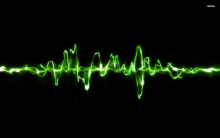 Green wave sound black background 2 - the left side of the image free wallpaper