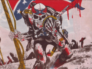 Skeleton holding flag sword skull - emory douglas free wallpaper