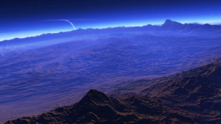 Mountain range space view distant - a view of a mountain range free wallpaper