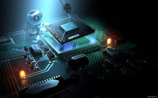 Robot circuit board light shining - technology free wallpaper for desktop