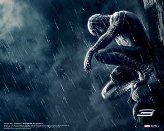 Spiderman rainy night city storm - his head in free wallpaper