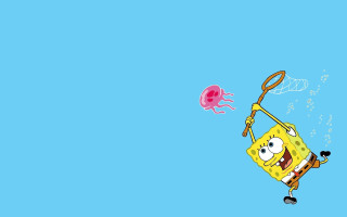 Spongebob holding pink object jellyfish - a pink object free wallpaper for desktop