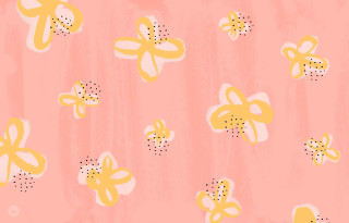 Pink yellow wallpaper flowers dots - soft color free wallpaper