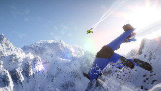 Snowboarder flying mountain range bird - unreal free wallpaper