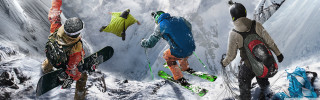 Snowboarders mountain slope snowfall action - the mountain free wallpaper