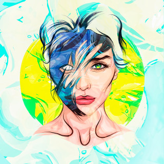 Blue hair yellow circle androidjones - neofauvism free wallpaper for tablet