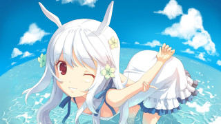 Girl white dress floating water - floating free wallpaper