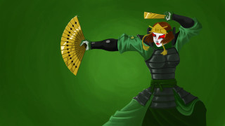 Woman green black costume fan - a fan free wallpaper
