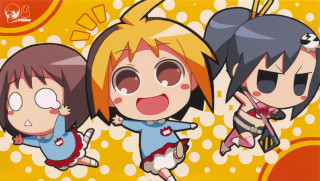 Cartoon characters yellow background bubbles - three cartoon character free wallpaper