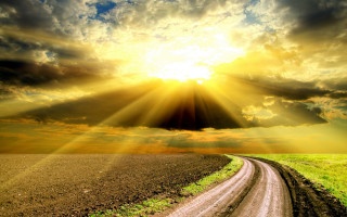 Dirt road sun clouds grass - the cloud above free wallpaper