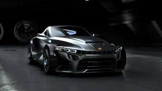Silver sports car dark room 49 - digital free wallpaper for desktop