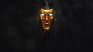 Steampunk mask glowing eyes dark - arcane free wallpaper