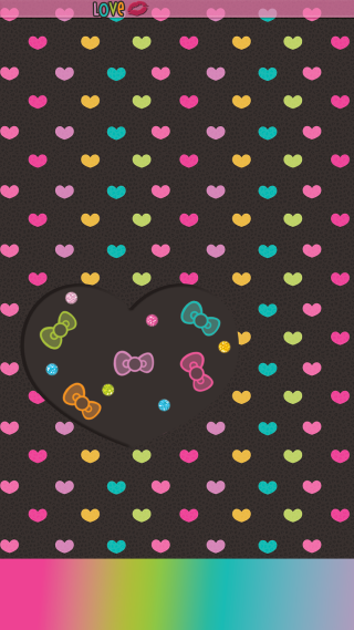 Heart bows rainbows black background - heart free wallpaper for mobile