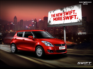 Red car driving street billboard - cheng shifa free wallpaper
