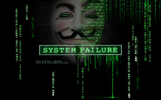 System failure mask green background - free cyberpunk wallpaper