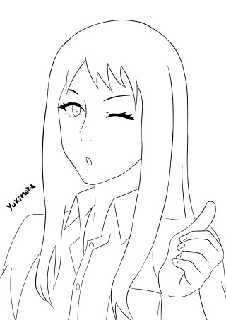 Girl long hair finger pointing - a finger free wallpaper