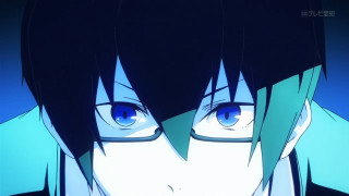 Closeup person glasses blue background - a black outline free wallpaper