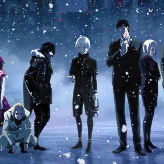 Group people snow falling foreground - snow free wallpaper for tablet