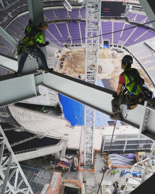 Construction workers building stadium view - the top free wallpaper for mobile