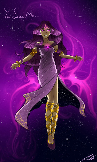 Flying woman purple dress gold - leg free wallpaper for mobile
