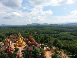 Golden building forest hillside trees - zenith view free wallpaper