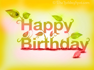 Happy birthday green plant yellow - a red border free wallpaper