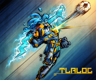 Cartoon character kicking soccer ball - a lightning bolt free wallpaper