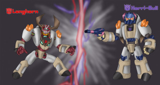 Cartoon character gun pointing demon - symmetry!! free wallpaper