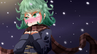 Woman green hair scarf snow - mannerism free wallpaper