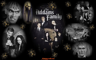 Addams family movie collage photos - dark shadow free wallpaper