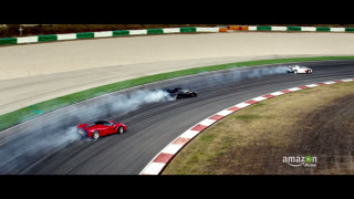 Racing cars smoke tires opposite - epic scene free wallpaper