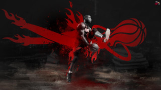 Man basketball red flame action - a red flame free wallpaper