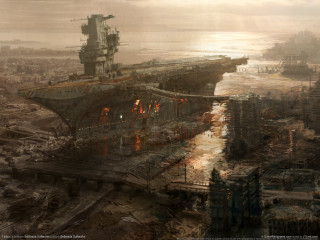Ship harbor city water painting 2 - craig mullins free wallpaper