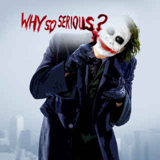 Man suit joker mask sign - holding free wallpaper for tablet