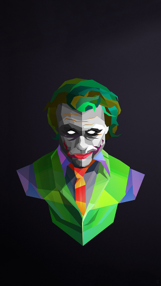 Stylized joker with tie and - analytical art free wallpaper for mobile