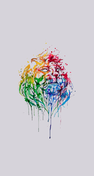 Colorful brain watercolor crayon gem - paint free wallpaper for mobile